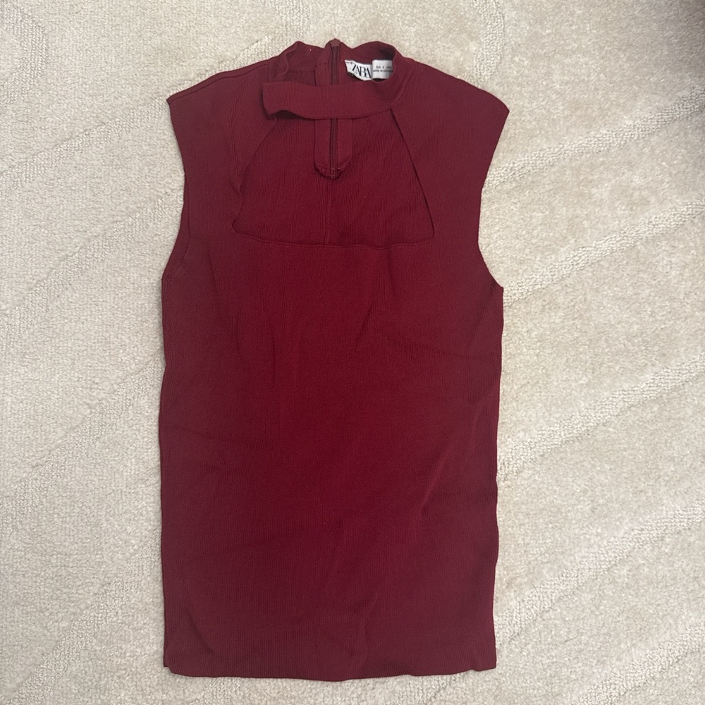 Zara Rich Burgundy Sleeveless Blouse